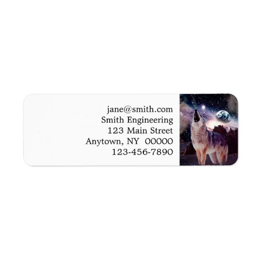Wolf die door het universum glijdt etiket (Voorkant)