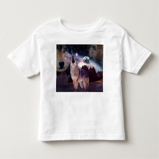 Wolf die door het universum glijdt kinder shirts (Voorkant)