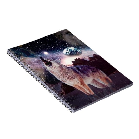 Wolf die door het universum glijdt notitieboek (Rechterzijde)