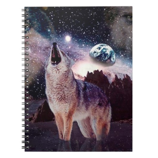 Wolf die door het universum glijdt notitieboek (Voorkant)