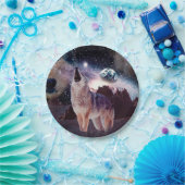 Wolf die door het universum glijdt papieren bordje (Feest)