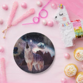 Wolf die door het universum glijdt papieren bordje (Feest)