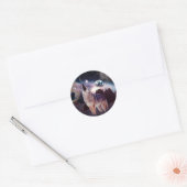 Wolf die door het universum glijdt ronde sticker (Envelop)