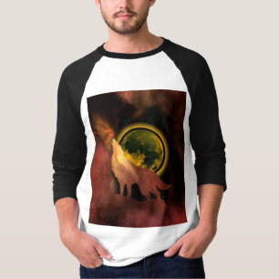 WOLF DIE IN DE RUIMTE HUILT MAAN STERRENSTELSEL T- T-SHIRT