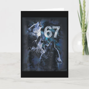 Wolf die naar de maan huilt 67 6 7 Halloween 67 Wo Kaart
