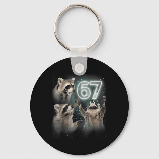 Wolf die naar de maan huilt 67 6 7 Halloween 67 Wo Sleutelhanger (Voorkant)