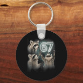 Wolf die naar de maan huilt 67 6 7 Halloween 67 Wo Sleutelhanger (Voorkant)