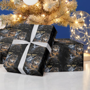 Wolf die naar de maan huilt Bos natuur natuur  Cadeaupapier