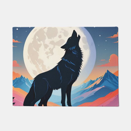 Wolf die naar de maan huilt deurmat (Voorkant)