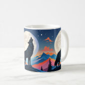 Wolf die naar de maan huilt koffiemok (Voorkant rechts)