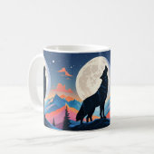 Wolf die naar de maan huilt koffiemok (Voorkant links)