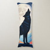 Wolf die naar de maan huilt lichaamskussen (Voorkant Verticaal)