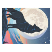 Wolf die naar de maan huilt tafelkleed (Voorkant (Horizontaal))