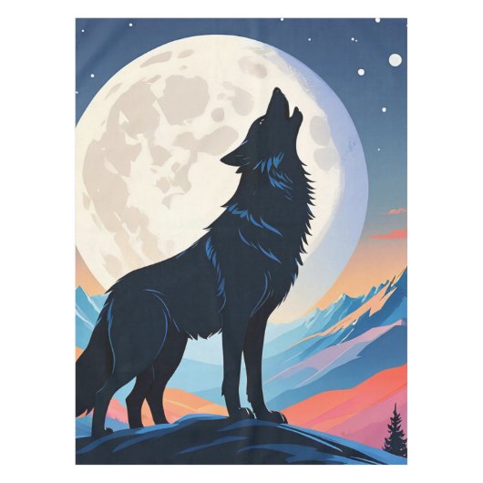 Wolf die naar de maan huilt tafelkleed (Voorkant)