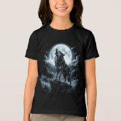 Wolf die naar de maan huilt Tri-Blend shirt (Voorkant)