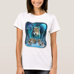 Wolf die naar de moonwolven trekt, wilde dieren, w t-shirt