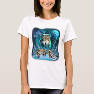 Wolf die naar de moonwolven trekt, wilde dieren, w t-shirt
