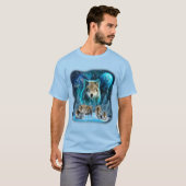 Wolf die naar de moonwolven trekt, wilde dieren, w t-shirt (Voorkant volledig)
