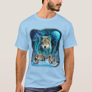 Wolf die naar de moonwolven trekt, wilde dieren, w t-shirt