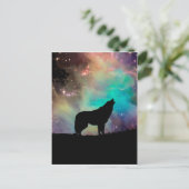 Wolf die naar het universum kijkt briefkaart (Staand voorkant)