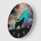 Wolf die naar het universum kijkt grote klok (Hoek)