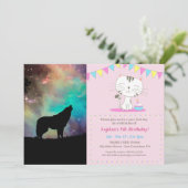 Wolf die naar het universum kijkt kaart (Staand voorkant)