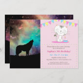 Wolf die naar het universum kijkt kaart (Voorkant / Achterkant)