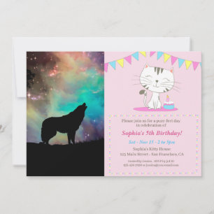 Wolf die naar het universum kijkt kaart