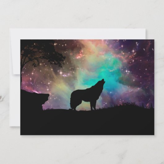 Wolf die naar het universum kijkt kaart (Achterkant)