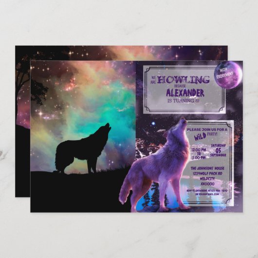 Wolf die naar het universum kijkt kaart (Voorkant / Achterkant)