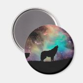 Wolf die naar het universum kijkt magneet (Voorkant / Achterkant)