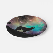 Wolf die naar het universum kijkt papieren bordje (Gekanteld)