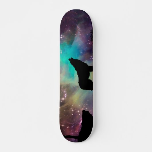 Wolf die naar het universum kijkt persoonlijk skateboard (Voorkant)