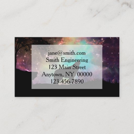 Wolf die naar het universum kijkt visitekaartje (Voorkant)