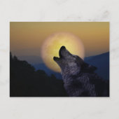 Wolf die op de maan huilt briefkaart (Voorkant)