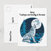 Wolf die op de maan huilt briefkaart (Voorkant / Achterkant)