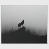 Wolf die op de maan huilt cadeaupapier (Vlak)