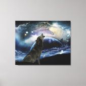 Wolf die op de maan huilt canvas afdruk (Voorkant)