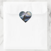 Wolf die op de maan huilt hart sticker (Tas)