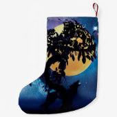 Wolf die op de maan huilt kleine kerstsok (Achterkant)