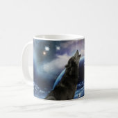 Wolf die op de maan huilt koffiemok (Voorkant links)