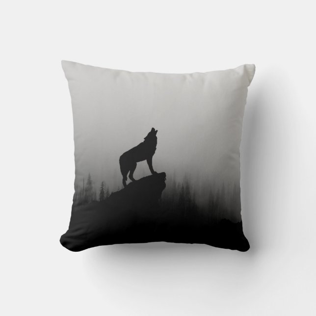 Wolf die op de maan huilt kussen (Voorkant)