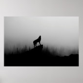 Wolf die op de maan huilt poster (Voorkant)