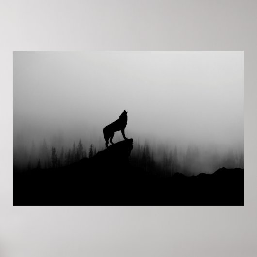 Wolf die op de maan huilt poster (Voorkant)