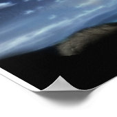 Wolf die op de maan huilt poster (Hoek)