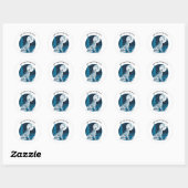 Wolf die op de maan huilt ronde sticker (Vel)
