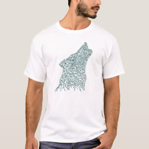 Wolf die op de maan huilt t-shirt