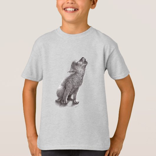 Wolf die op de maan huilt t-shirt (Voorkant)