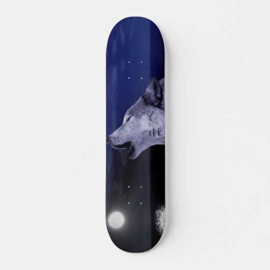 Wolf die op de maan in het zee gijzelt persoonlijk skateboard (Voorkant)