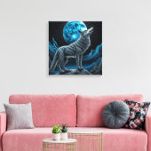 Wolf die voor de volle maan staat | AI-art Canvas Afdruk (Insitu (Woonkamer))